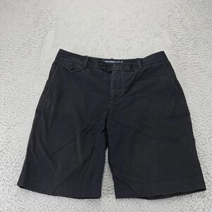 Ralph Lauren Golf Shorts Womens 10 Black Chino Flat Front Classic Fit Mid‎ Rise